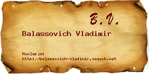 Balassovich Vladimir névjegykártya